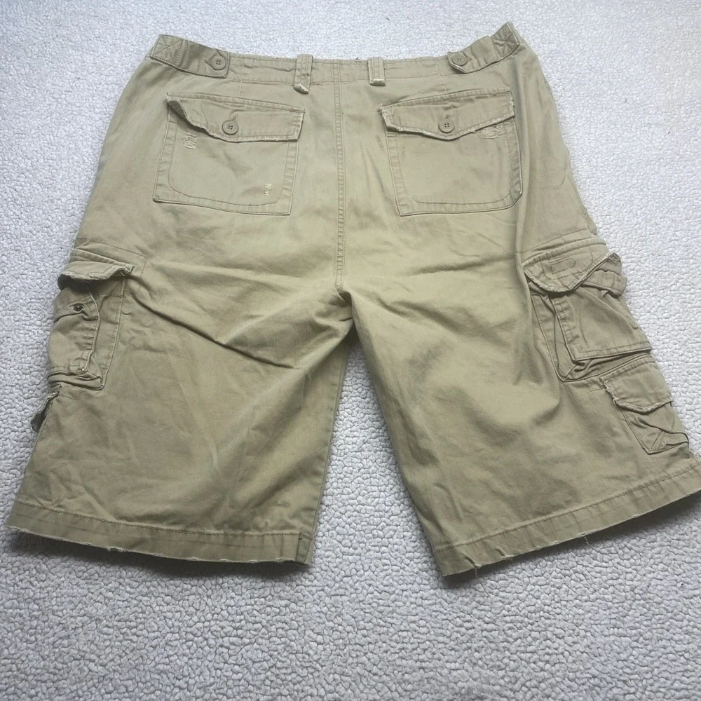 BKE Cargo Shorts Mens 38 Tan Khaki Twill Relaxed Multi-Pocket Casual Outdoor